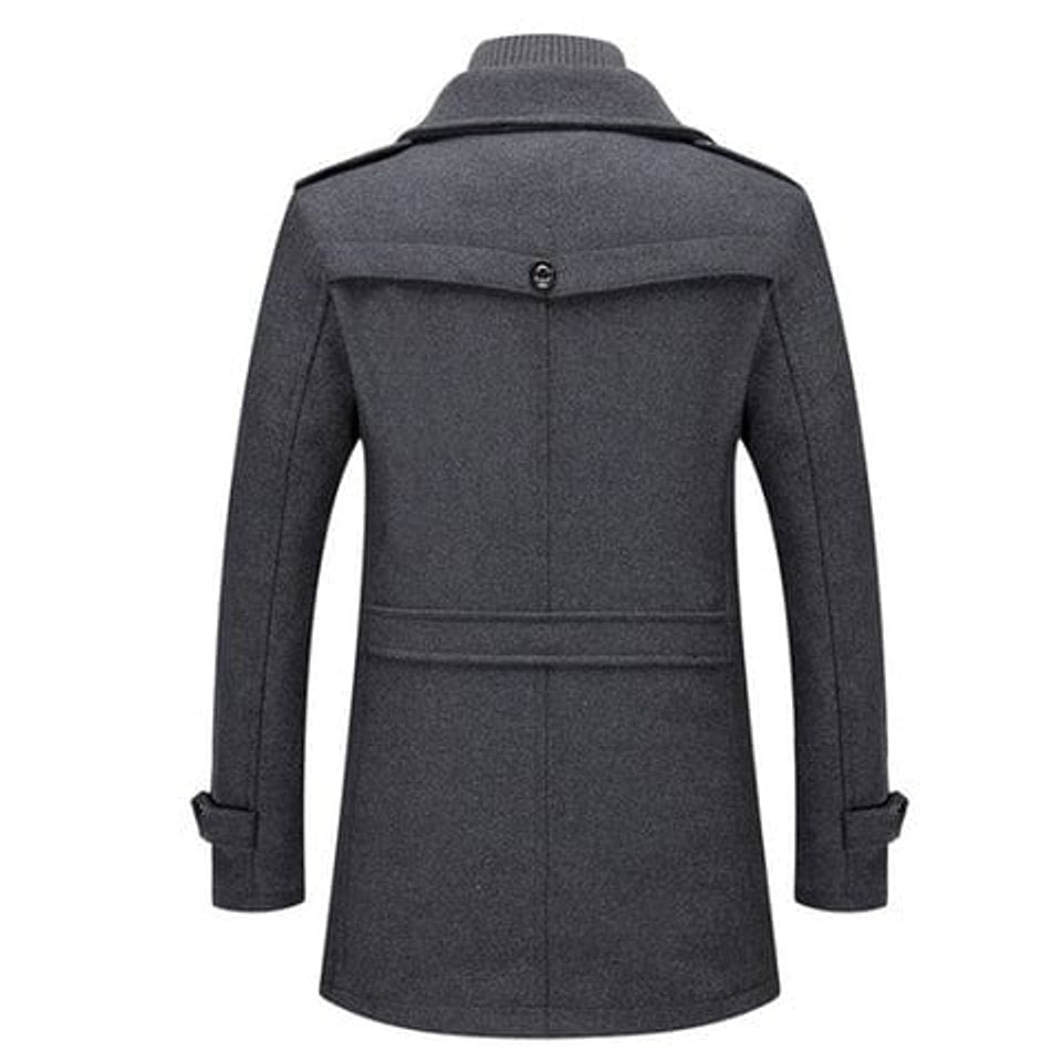 Men's Wool Coat Double-Layer Winter Overcoat Knit Collar