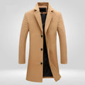 Men's Wool Coat Single-Breasted Long Overcoat - Camel