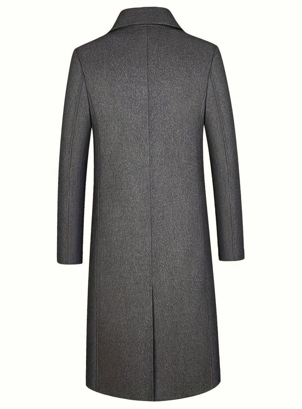 Men's Wool Coat Tailored Long Overcoat Quilted Lining
