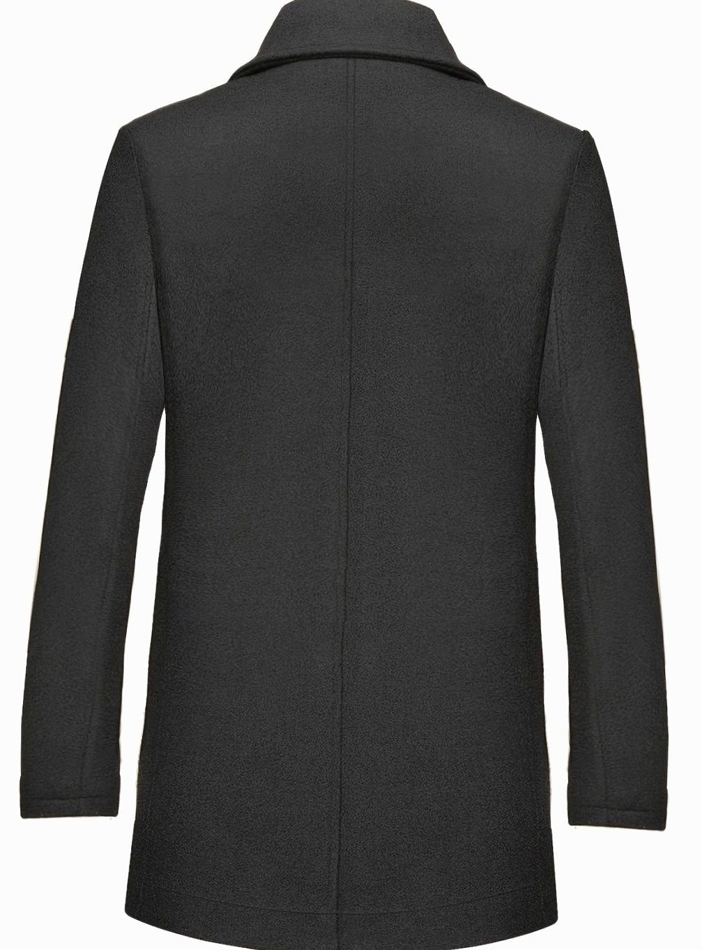 Men's Wool Coat Tailored Single-Breasted Overcoat Detachable Scarf