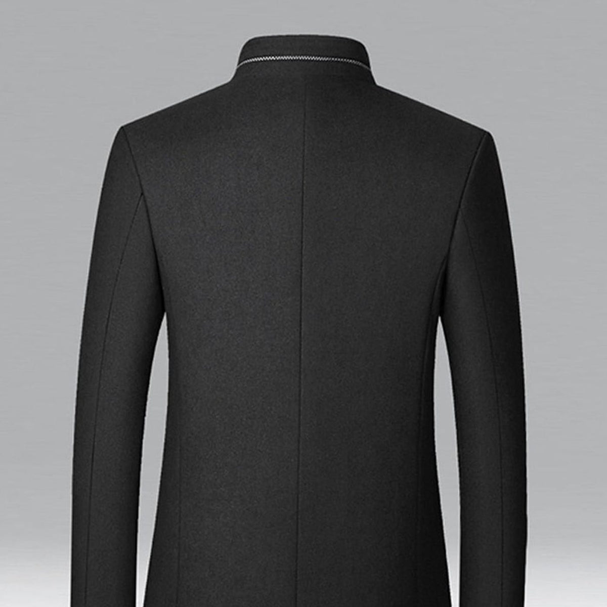 Men's Wool Coat Tailored Stand-Collar Button-Front Overcoat