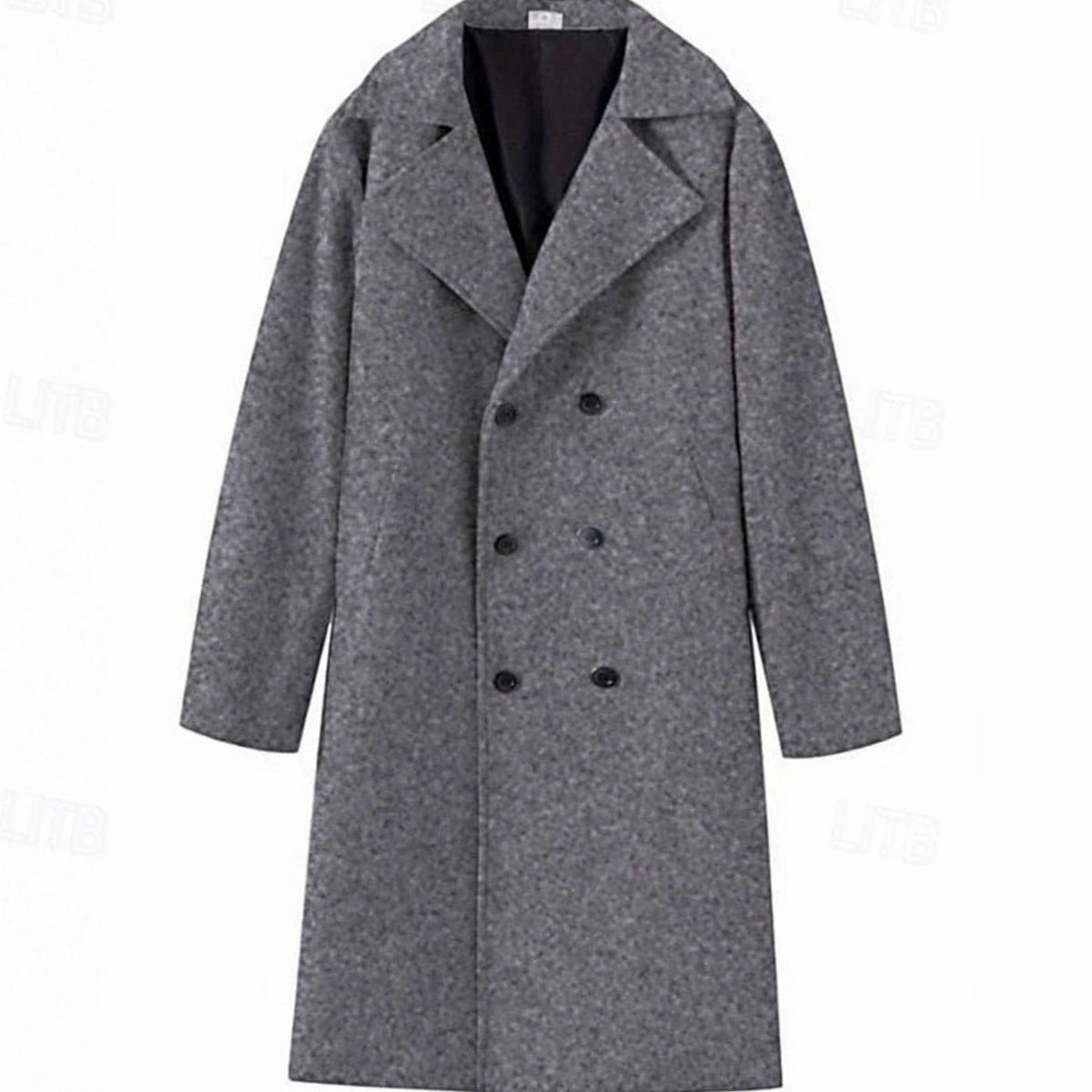 Men's Wool Double-Breasted Tailored Long Overcoat