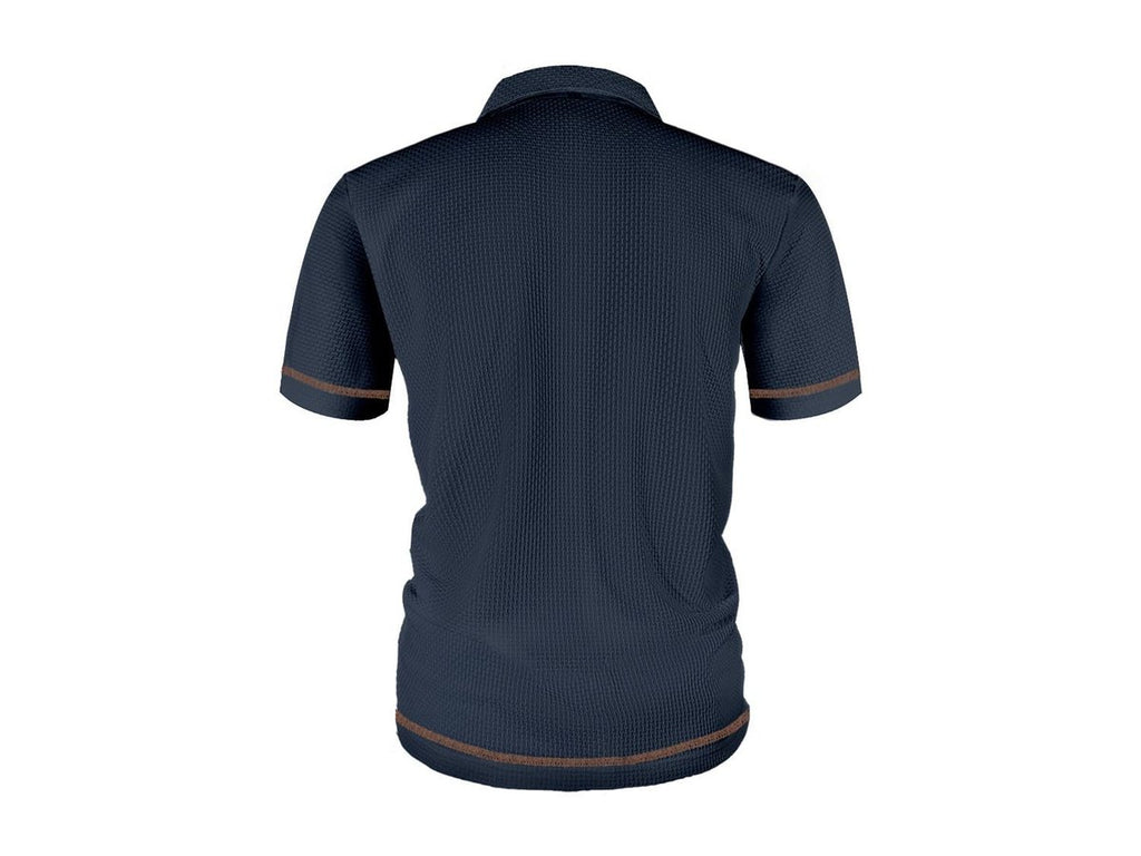 Men's Woven-Texture Contrast-Button Short-Sleeve Polo Shirt