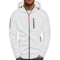 Men's Zip-Up Hooded Knit Sweater Fleece Drawstring Pullover - White