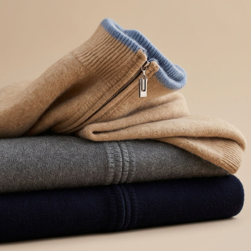 Men's Zip-Up Stand-Collar Knit Cardigan Coat