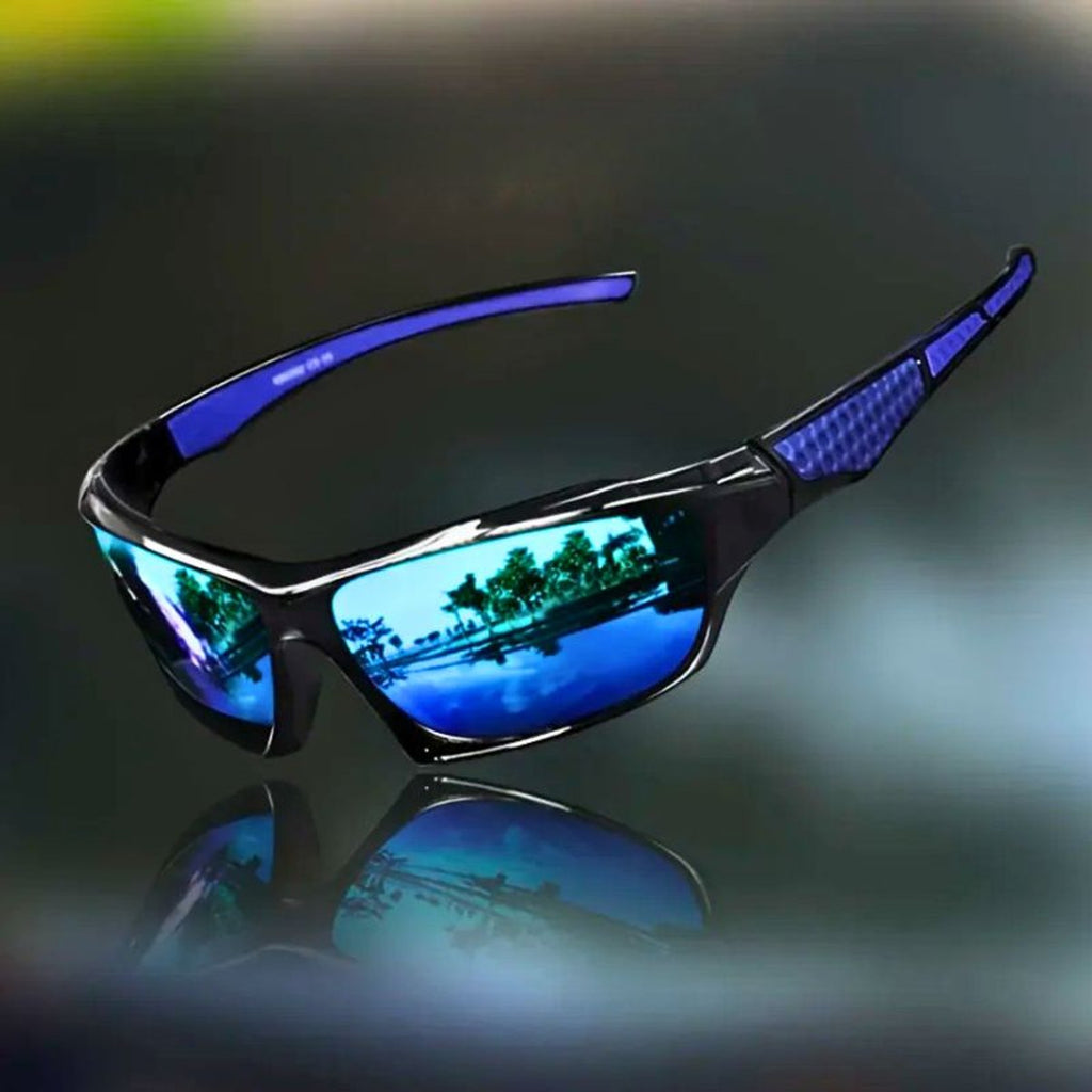 Polarized Shield Sport Sunglasses UV Protection Wrap Frame - Blue