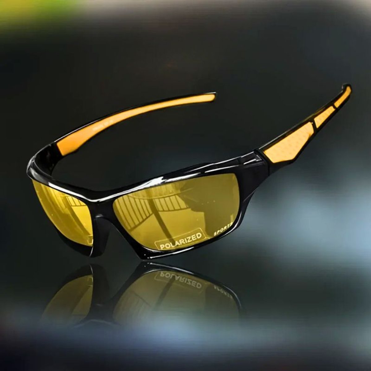 Polarized Shield Sport Sunglasses UV Protection Wrap Frame - Yellow