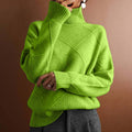 Women's Argyle Knit Mock-Neck Turtleneck Sweater - Green
