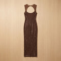Women's Backless Fitted Sequin Maxi Dress - Brown