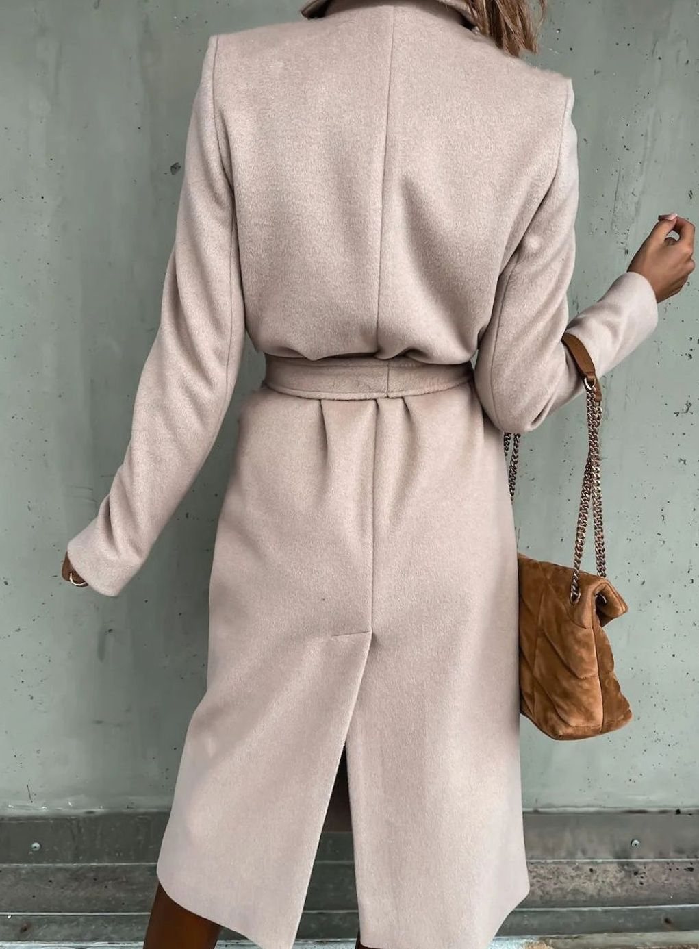 Women's Belted Wool Blend Wrap Winter Coat Shawl Collar Midi