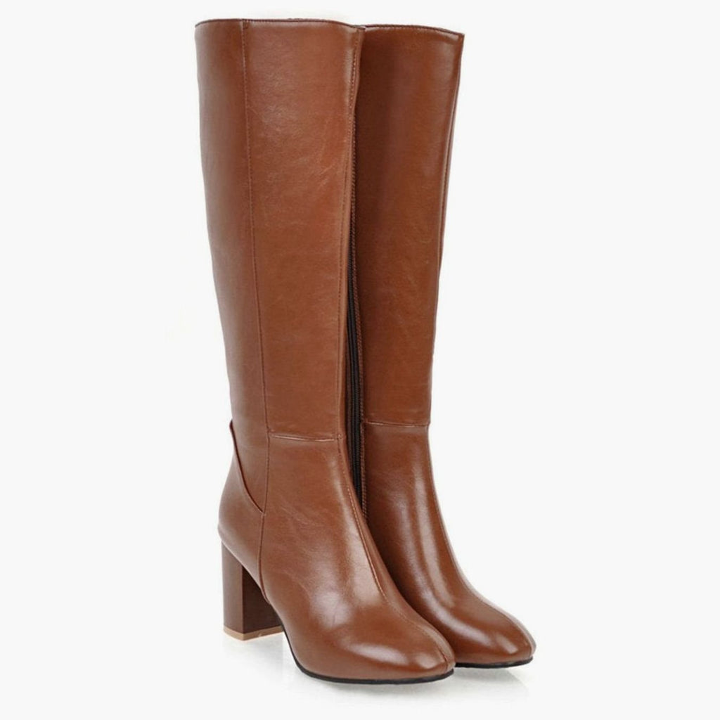 Women's Block-Heel Side-Zip Knee Boots