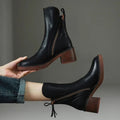 Women's Block-Heel Side-Zip Orthopedic Ankle Boots - Black