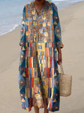 Women's Boho Geometric Print Relaxed Oversized Dress - Multicolor