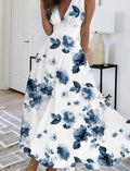 Women's Boho Sleeveless V-Neck Floral Maxi Dress - 1 Flower