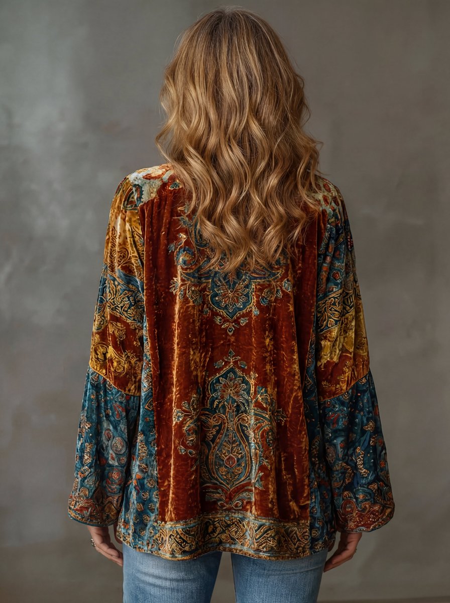 Women's Boho Vintage Loose Open-Front Quilted Jacket