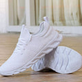 Women's Breathable Knit Lace-Up Sneakers Lightweight Cushioned - White