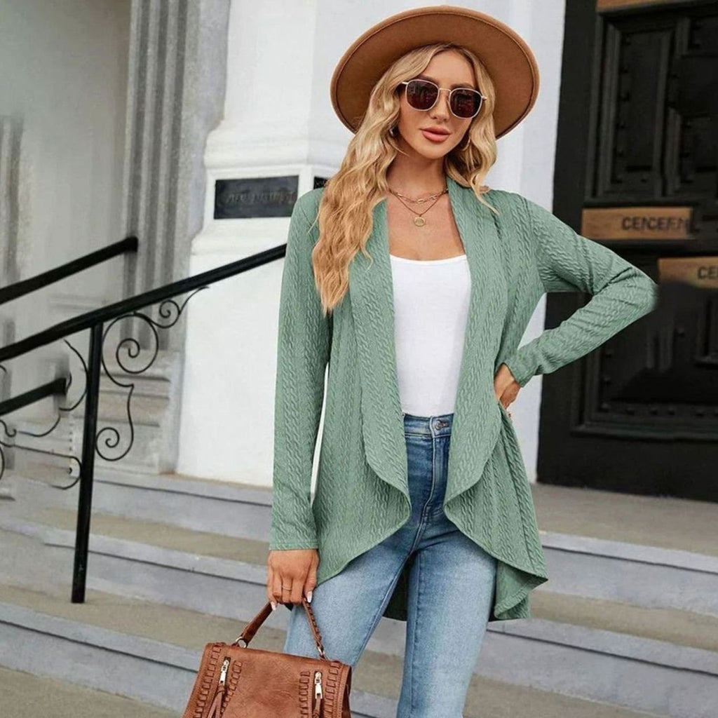 Women's Cable-Knit Open-Front Long-Sleeve Cardigan Sweater
