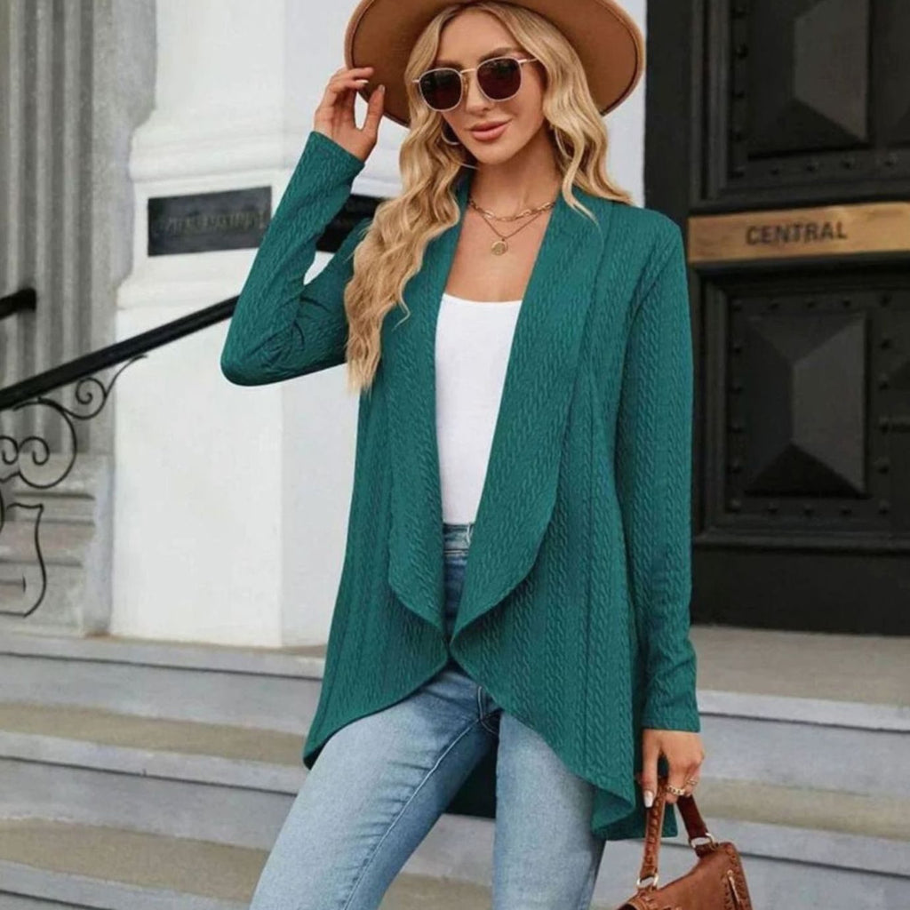 Women's Cable-Knit Open-Front Long-Sleeve Cardigan Sweater
