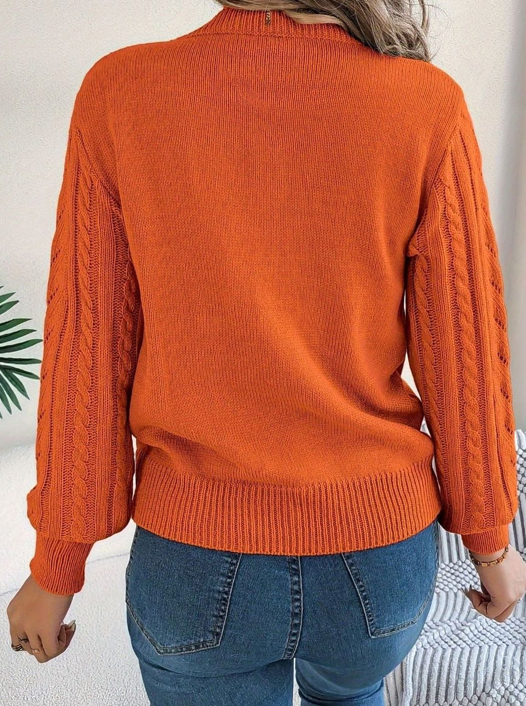 Women's Cable-Knit Openwork Crewneck Sweater