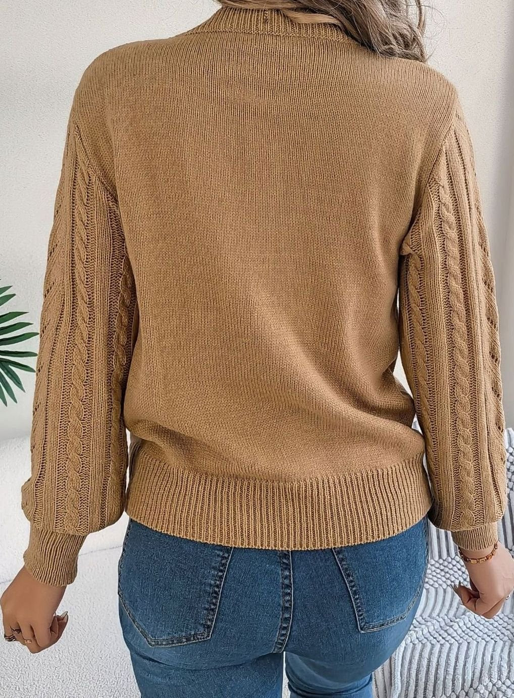 Women's Cable-Knit Openwork Crewneck Sweater