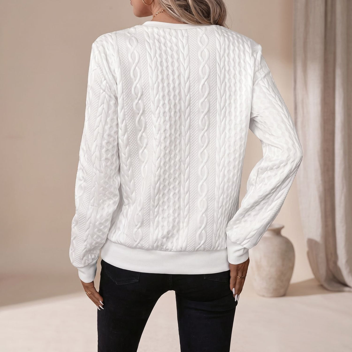 Women's Cable-Knit Quarter-Zip Pullover Sweater