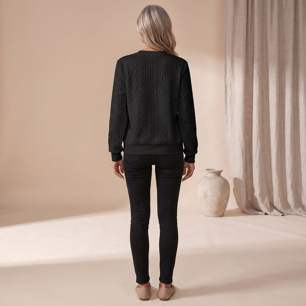 Women's Cable-Knit Quarter-Zip Pullover Sweater