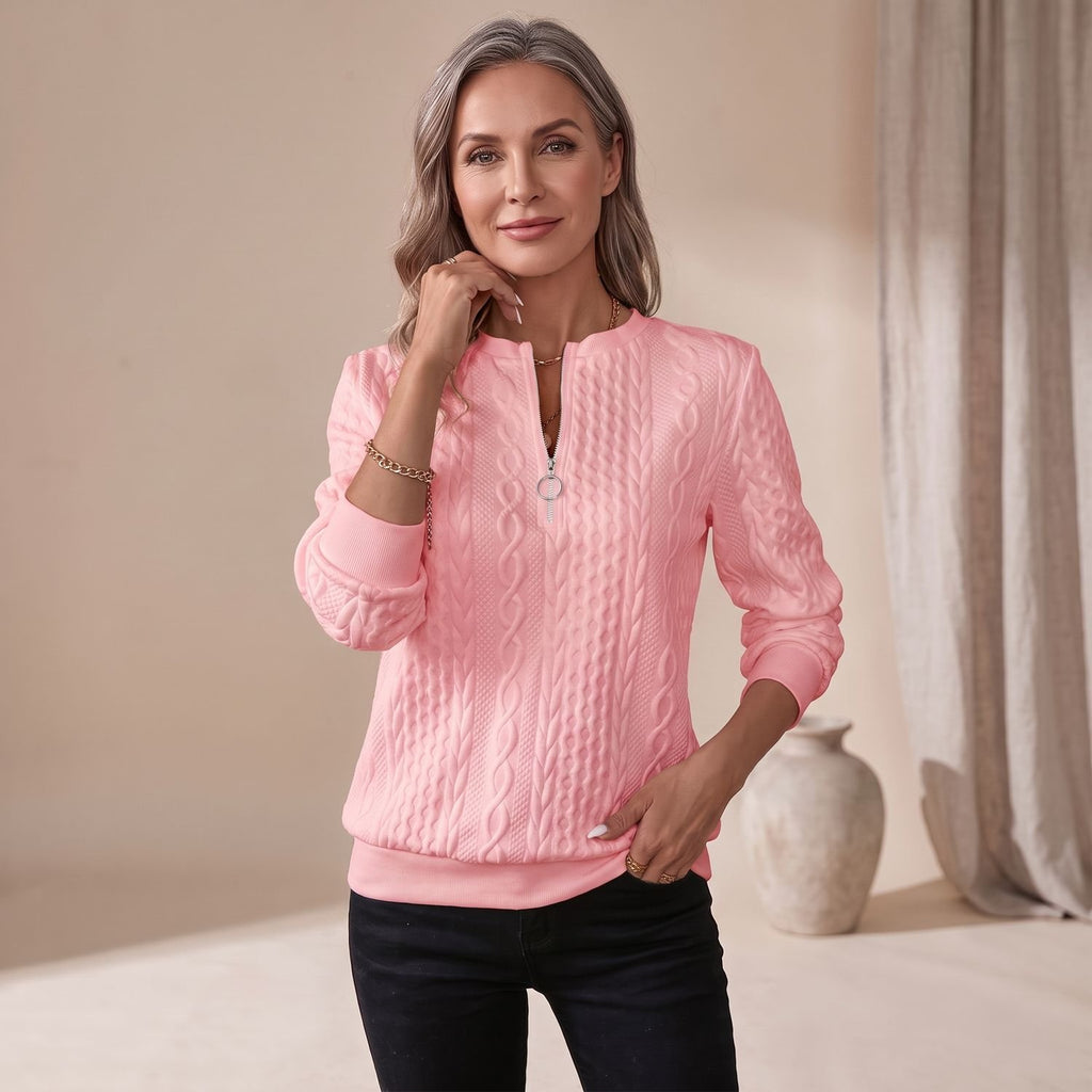 Women's Cable-Knit Quarter-Zip Pullover Sweater
