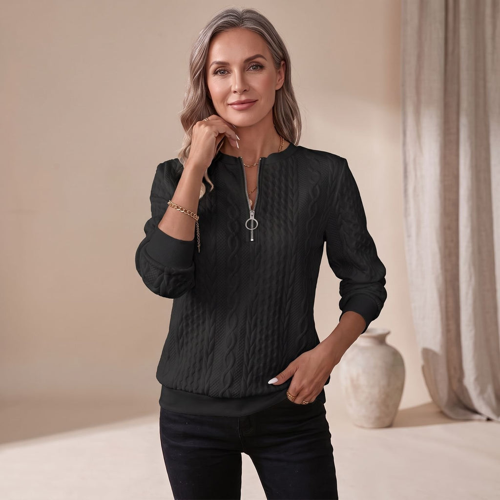 Women's Cable-Knit Quarter-Zip Pullover Sweater