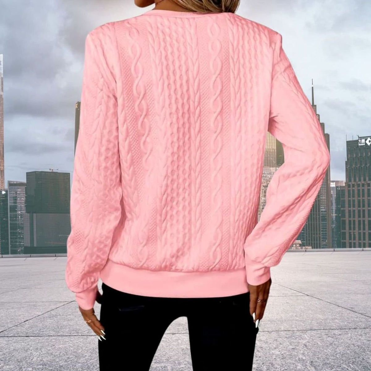 Women's Cable-Knit Quarter-Zip Pullover Sweater