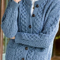 Women's Cable-Knit Relaxed Button-Front Cardigan Sweater - Sea Blue