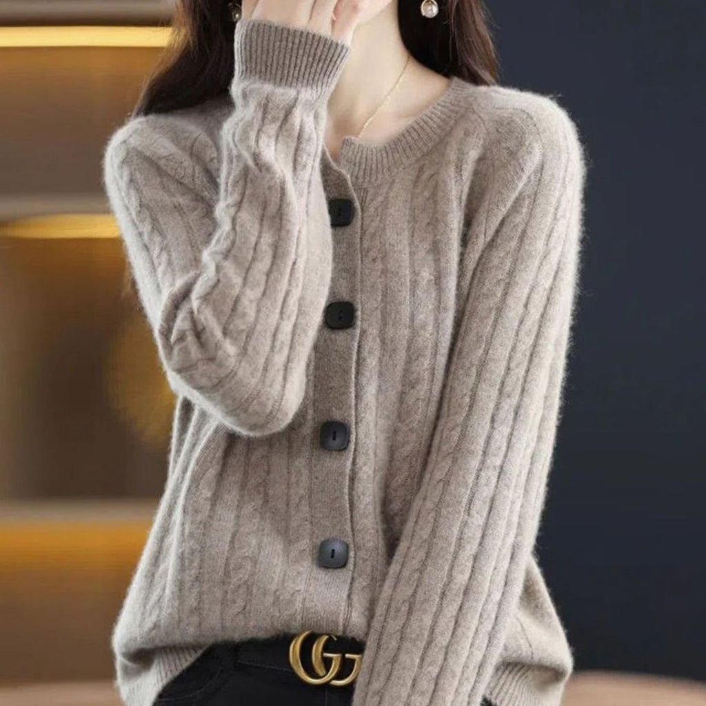 Women's Cable-Knit Relaxed-Fit Button-Up Winter Cardigan Sweater