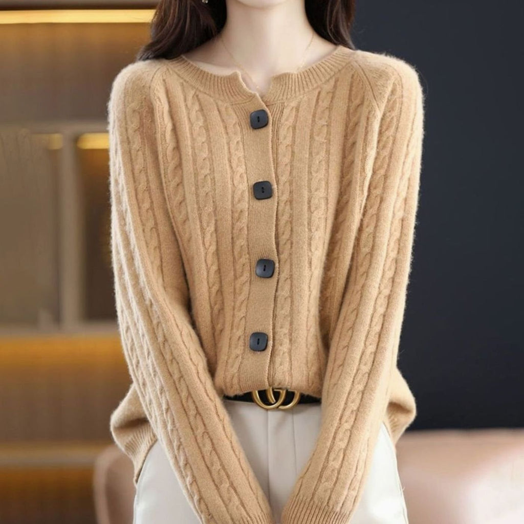 Women's Cable-Knit Relaxed-Fit Button-Up Winter Cardigan Sweater