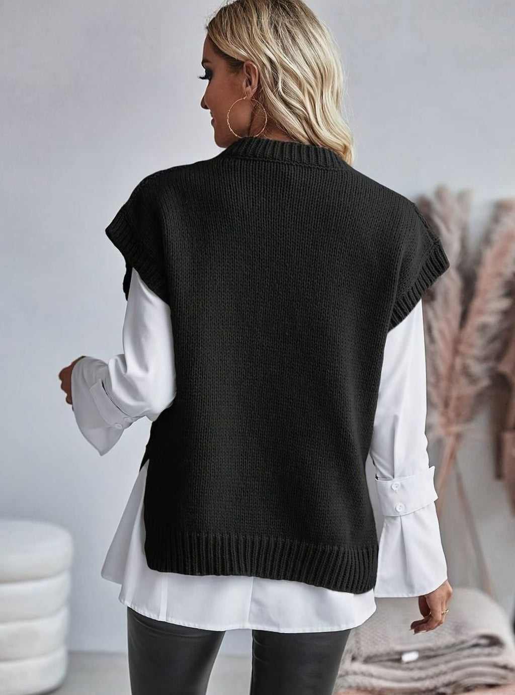 Women's Cable-Knit Relaxed-Fit Sleeveless Sweater Vest
