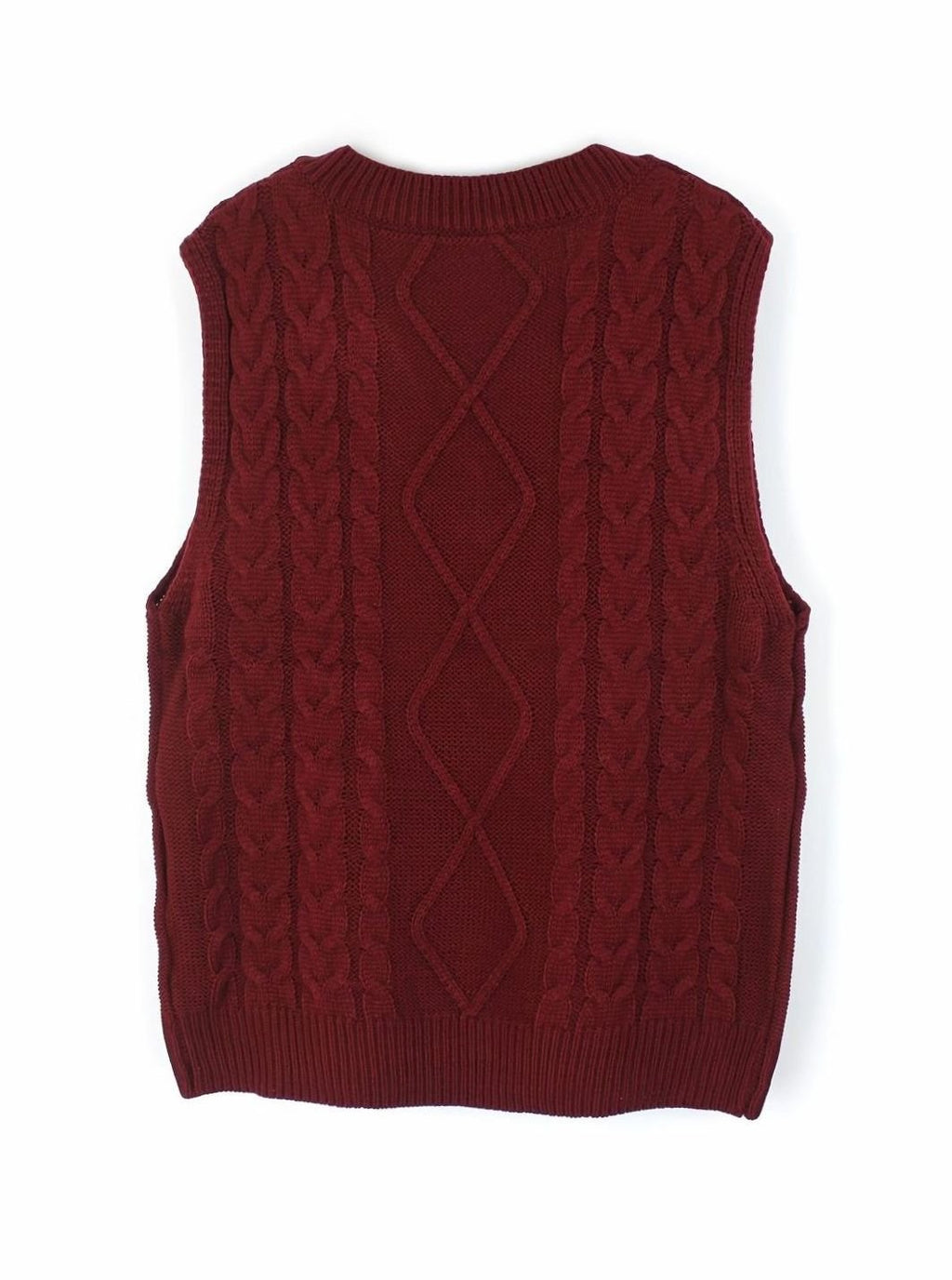 Women's Cable-Knit V-Neck Sweater Vest Relaxed Layering Pullover