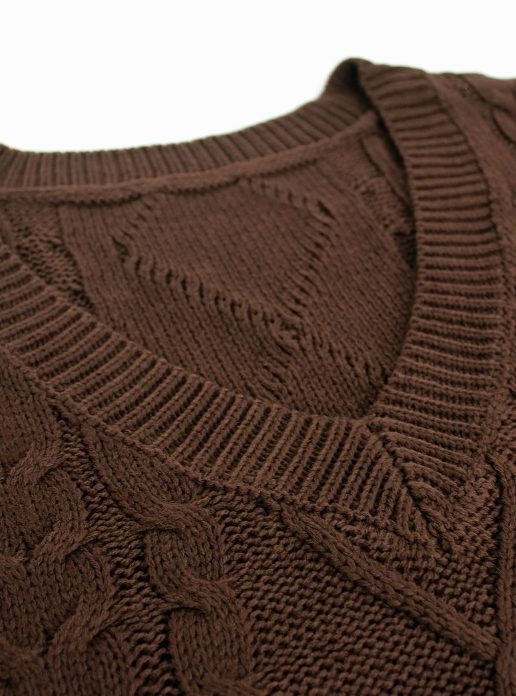 Women's Cable-Knit V-Neck Sweater Vest Relaxed Layering Pullover