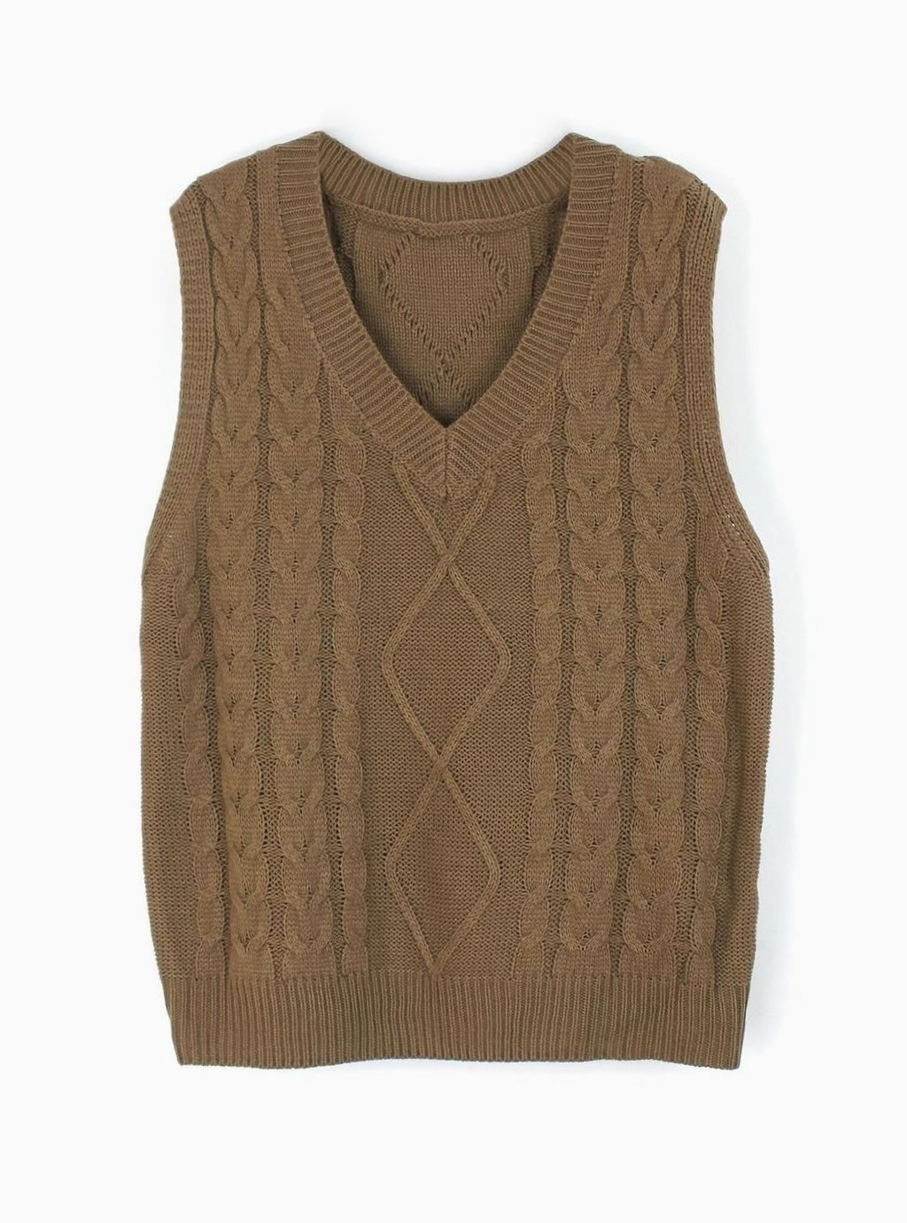 Women's Cable-Knit V-Neck Sweater Vest Relaxed Layering Pullover