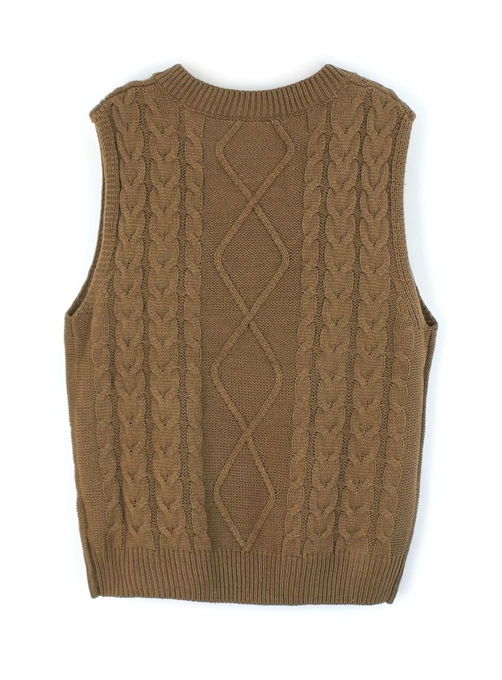 Women's Cable-Knit V-Neck Sweater Vest Relaxed Layering Pullover