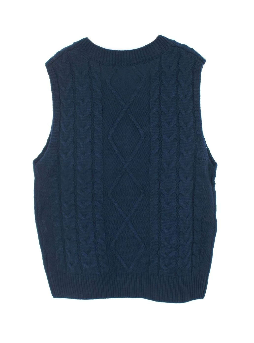 Women's Cable-Knit V-Neck Sweater Vest Relaxed Layering Pullover