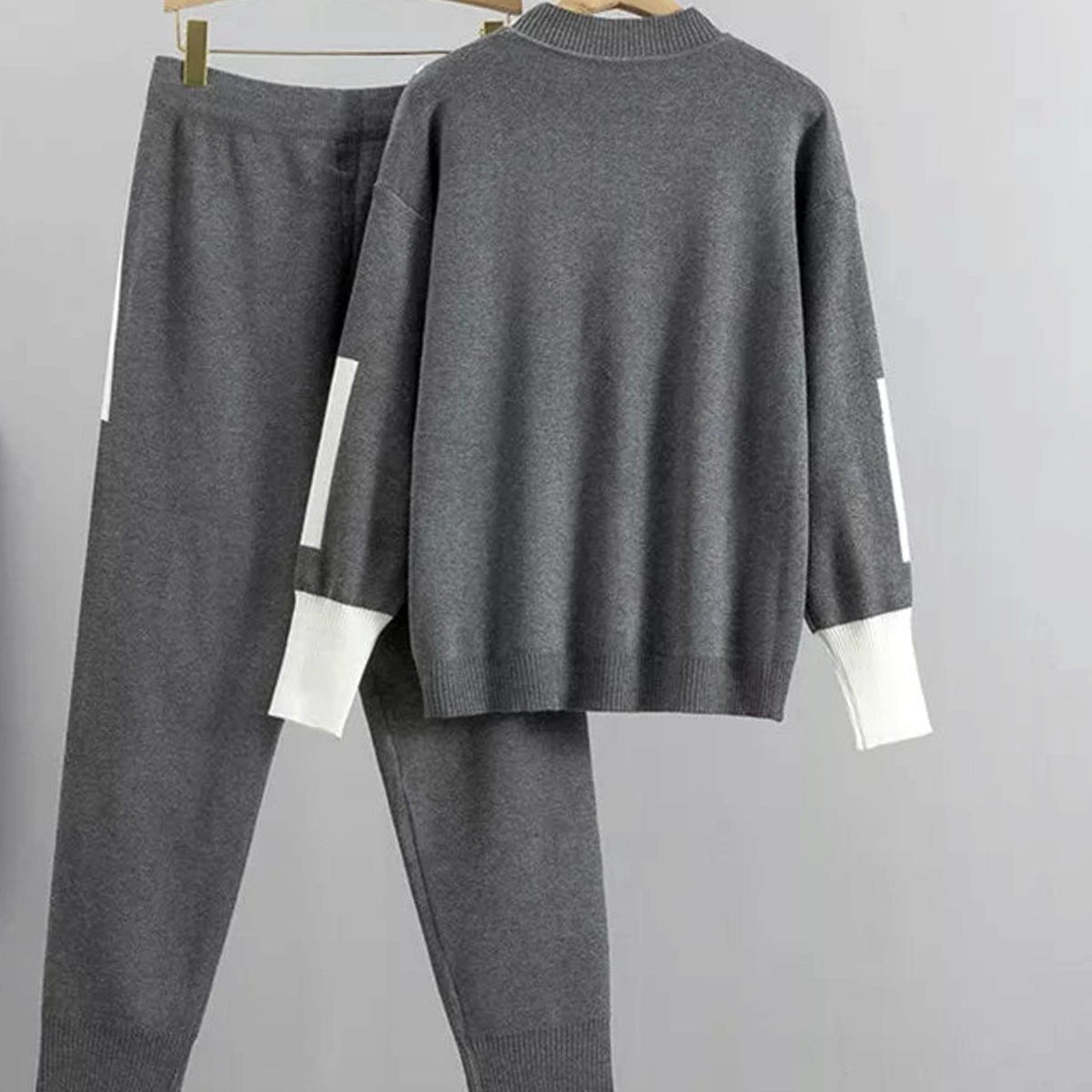 Women's Casual Knit Two-Piece Sweater Pants Set Drawstring Jogger