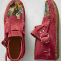 Women's Cat Print Suede Buckle Slip-On Casual Flat Shoes - Red