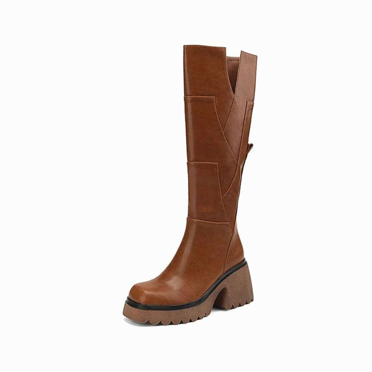 Women's Chunky Block Heel Knee-High Zip Boots