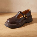 Women's Chunky Platform T-Bar Mary Jane Shoes - Brown