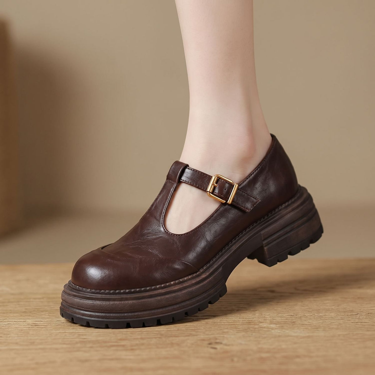 Women's Chunky Platform T-Bar Mary Jane Shoes