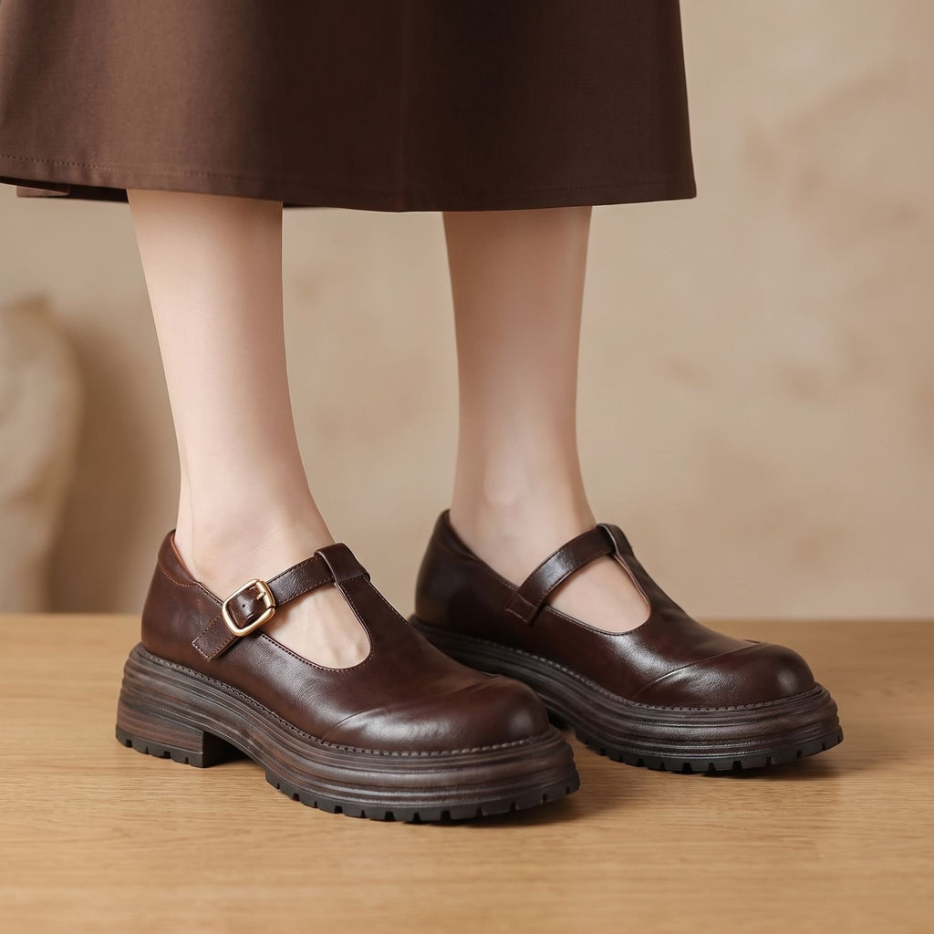 Women's Chunky Platform T-Bar Mary Jane Shoes