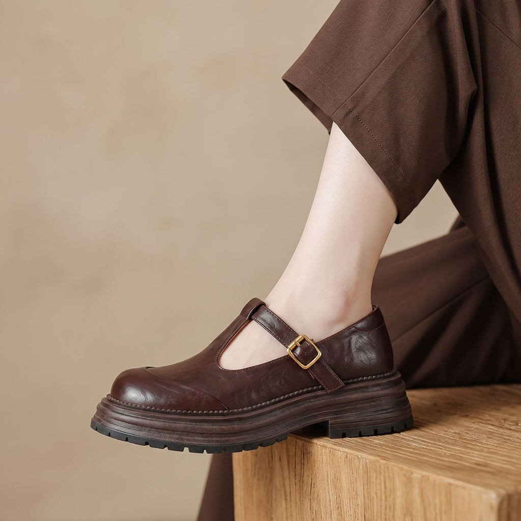 Women's Chunky Platform T-Bar Mary Jane Shoes