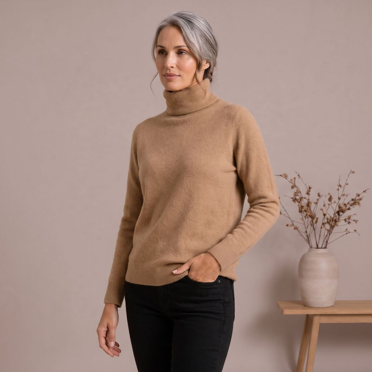 Women's Classic Turtleneck Long-Sleeve Knit Sweater