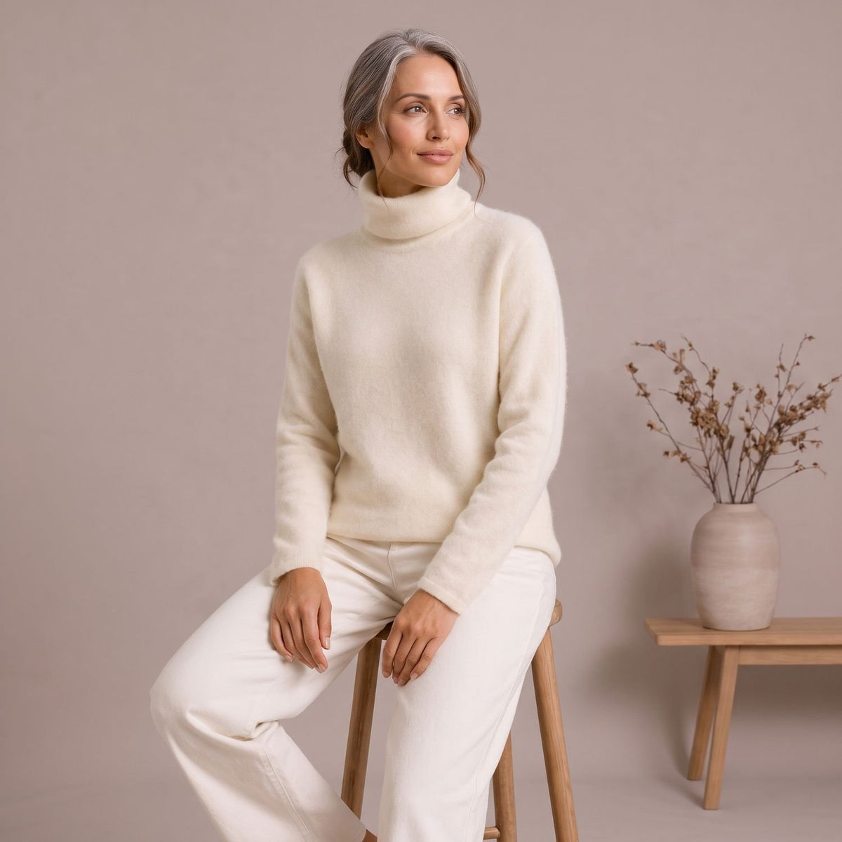 Women's Classic Turtleneck Long-Sleeve Knit Sweater