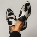 Women's Cow Print Slip-On Pointed-Toe Modern Loafers