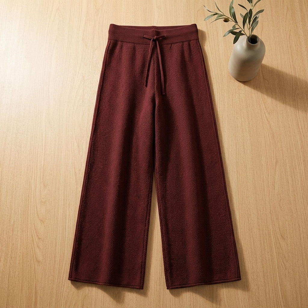 Women's Cozy Knit Loungewear Set Wide-Leg Sweater Pants