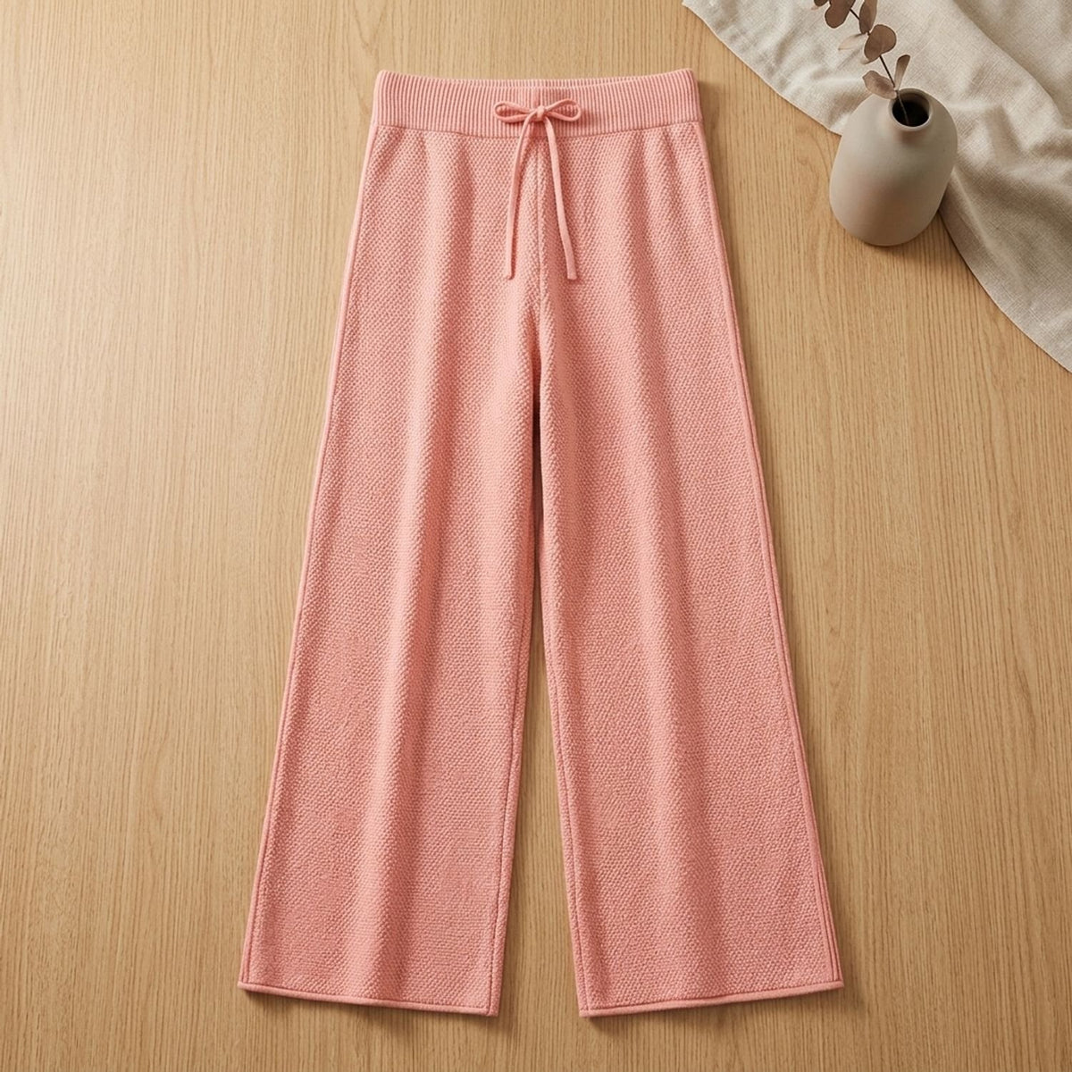 Women's Cozy Knit Loungewear Set Wide-Leg Sweater Pants
